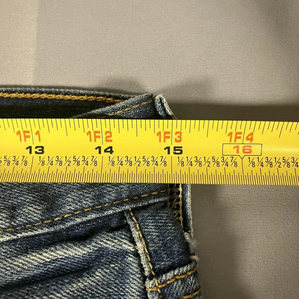 Levis 501 Jeans Mens 30x29 Blue Denim Button Fly Straight Leg Distressed Red Tab